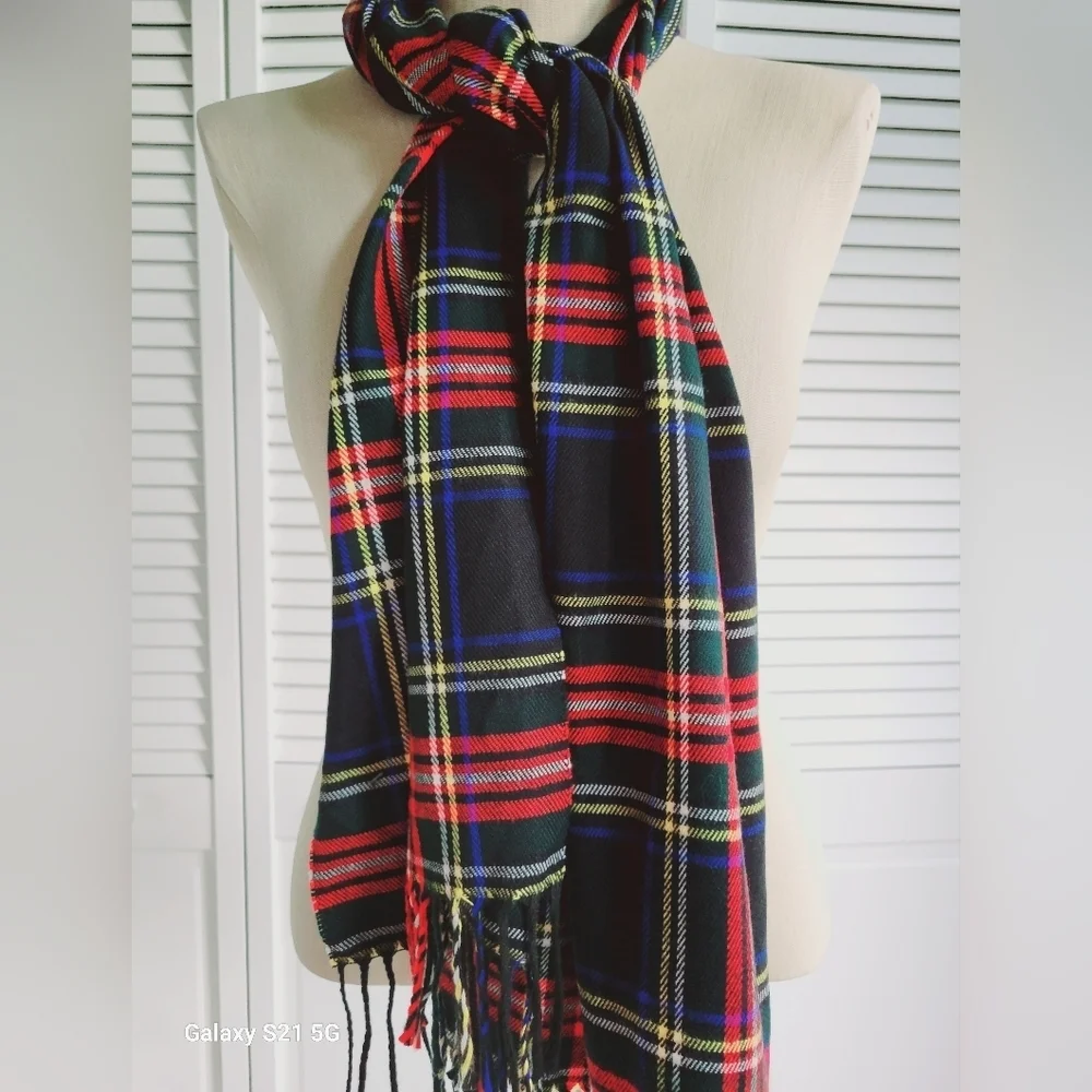Dior Cashmere red plaid scarf